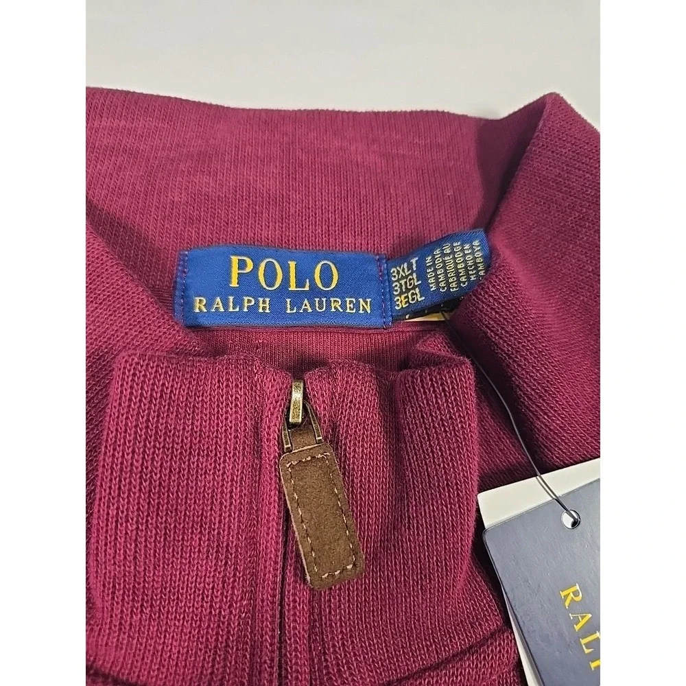 NWT Polo Ralph Lauren‎ 1/4 Zip Sweater Maroon Big 3XLT Old Money
